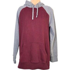 Goodfellow & Co Mens Burgundy & Gray Raglan Hoodie Sweatshirt M